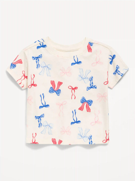 Short-Sleeve Lettuce-Edge T-Shirt for Toddler Girls
