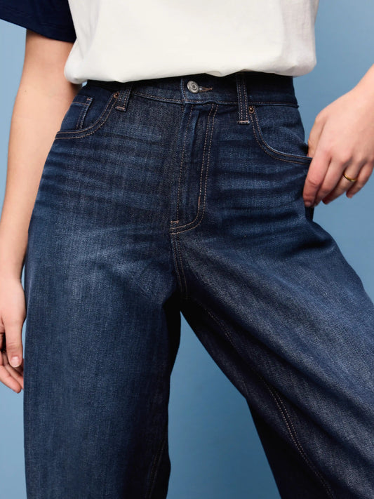 High-Waisted Baggy Wide-Leg Stretch Jeans