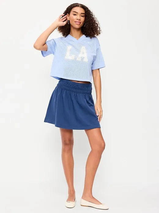 SoSoft Terry Smocked-Waist Mini Skirt