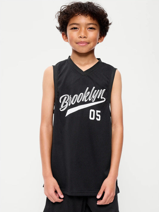Mesh Graphic Basketball Tank Top for Boys