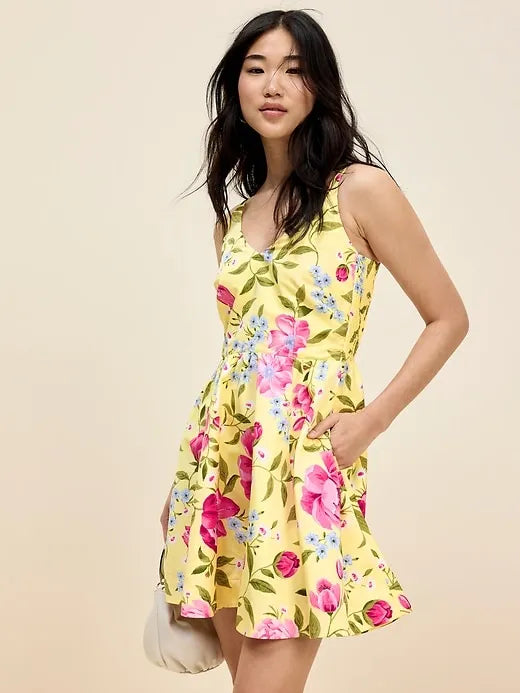 The Occasion by Old Navy Fit & Flare V-Neck Taffeta Mini Dress