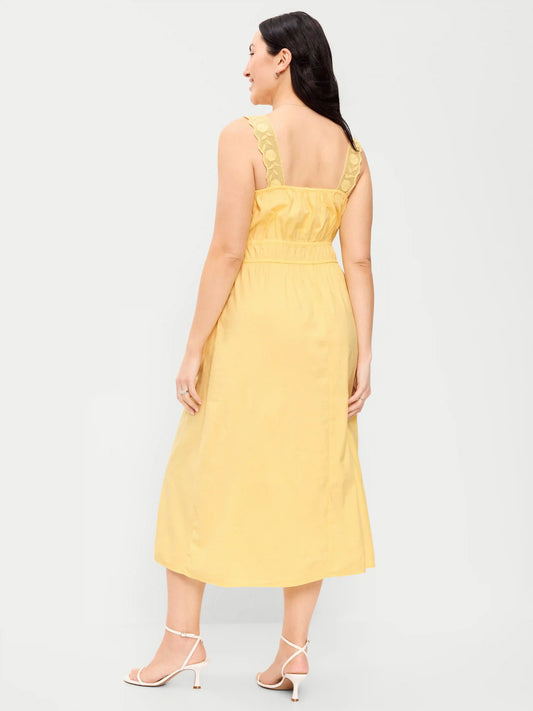 Fit & Flare Smocked-Waist Midi Dress
