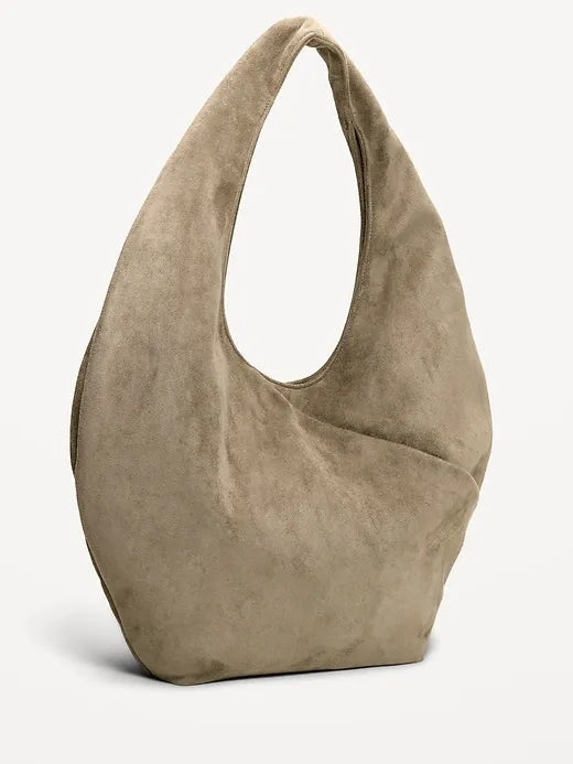 Oversized Faux-Suede Hobo Bag