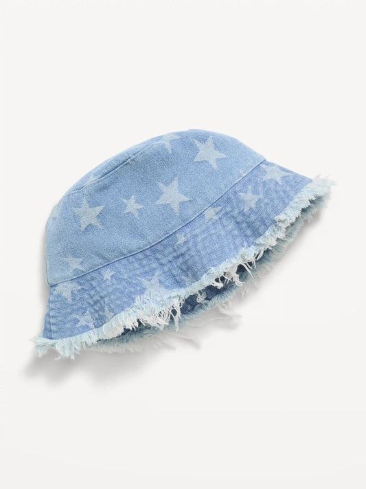Printed Denim Bucket Hat for Girls