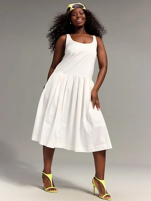 Old Navy x Christopher John Rogers Poplin Drop-Waist Dress