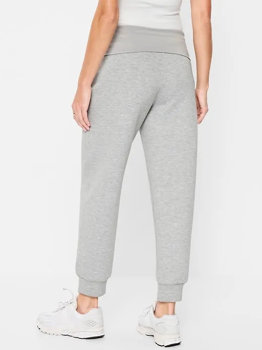 Maternity Bounce Fleece Rollover-Waist Jogger Sweatpants