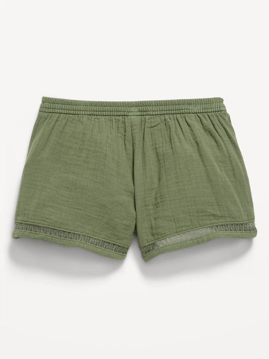 Double-Weave Crochet-Trim Shorts for Girls