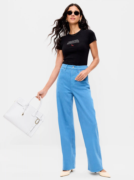 Old Navy x The Devil Wears Prada Extra High-Waisted Cerulean Wide-Leg Jeans