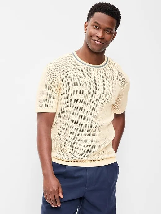 Relaxed Mesh-Knit T-Shirt