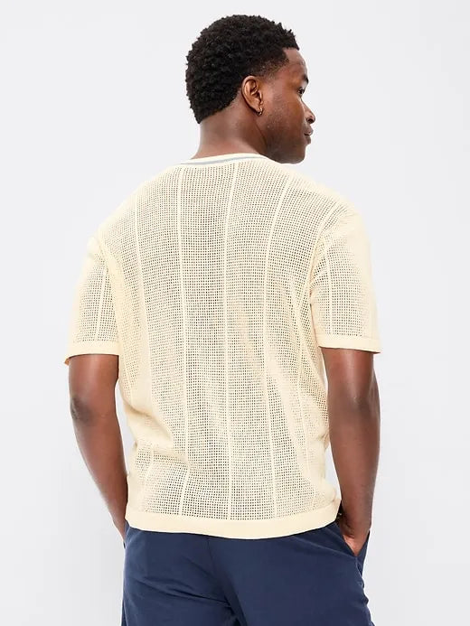 Relaxed Mesh-Knit T-Shirt