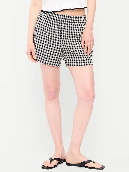 High-Waisted Linen-Blend Shorts -- 3.5-inch inseam