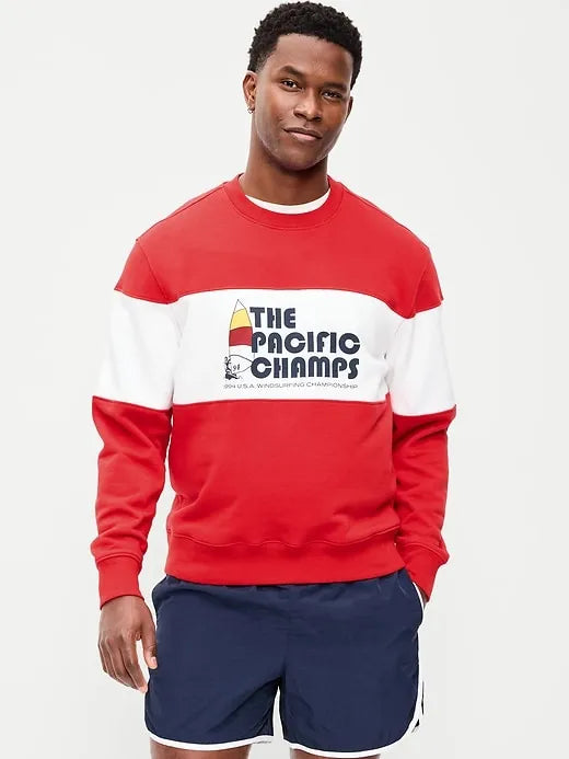 Loose Color-Block Crew-Neck Sweatshirt
