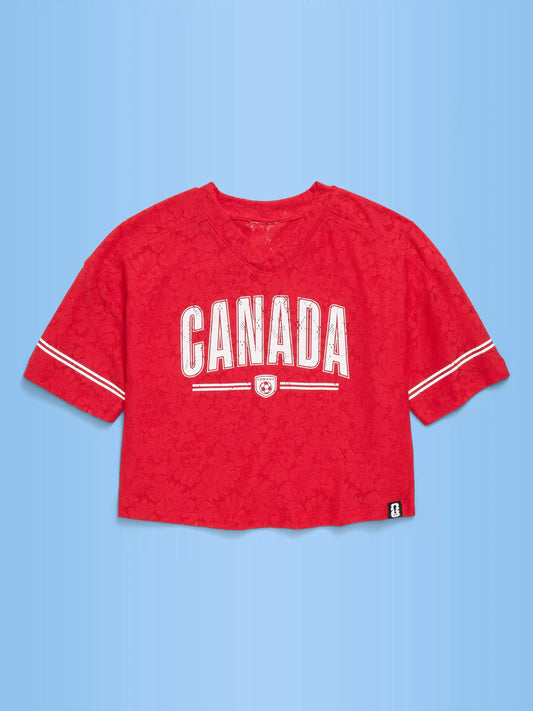 FIFA World Cup 26™ Morocco Boxy Lace V-Neck T-Shirt for Girls