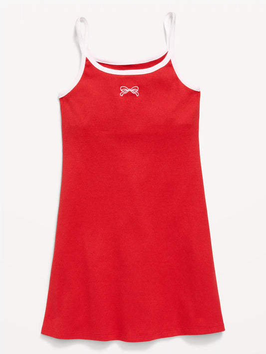 Fitted Sleeveless Ribbed Swing Dress for Girls