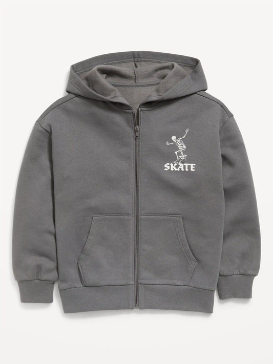 Oversized Graphic Zip Hoodie for Boys