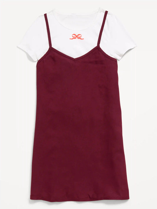 Short-Sleeve Graphic T-Shirt and Dress Set for Girls