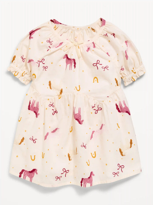 Printed Long-Sleeve Corduroy Dress for Baby