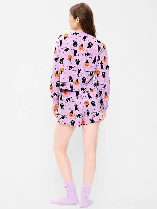 Halloween Pajama T-Shirt and Shorts Set for Women