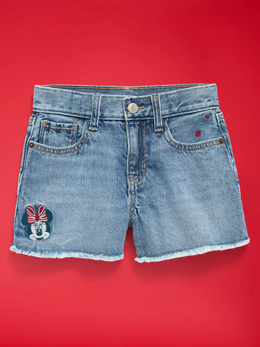 Old Navy x Disney Minnie Mouse Embroidered High-Waisted Frayed-Hem Jean Shorts for Girls