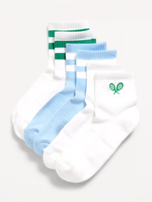 Athletic Quarter Crew Sock 3-Pack for Women