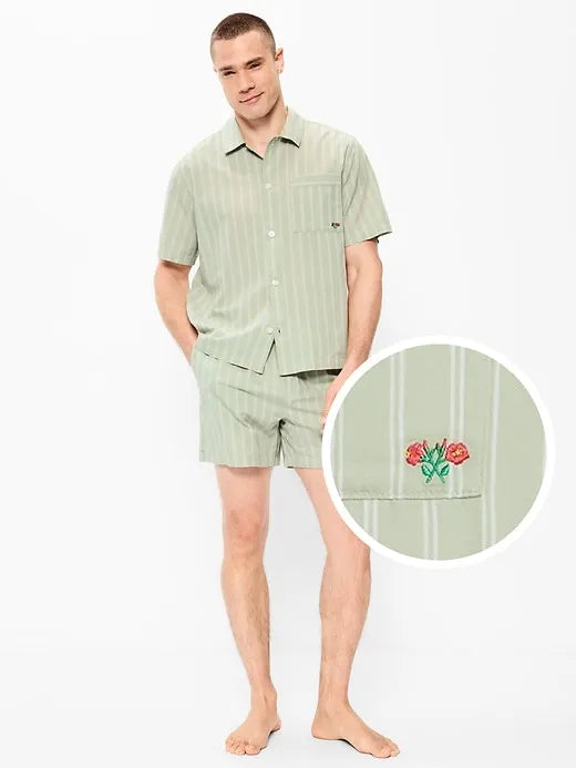 Poplin Pajama Shorts Set
