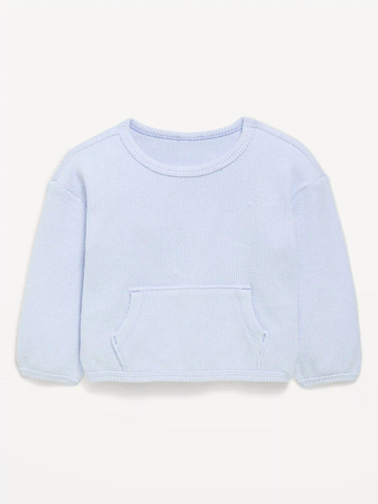 Long-Sleeve Waffle-Knit Pocket Sweatshirt for Baby