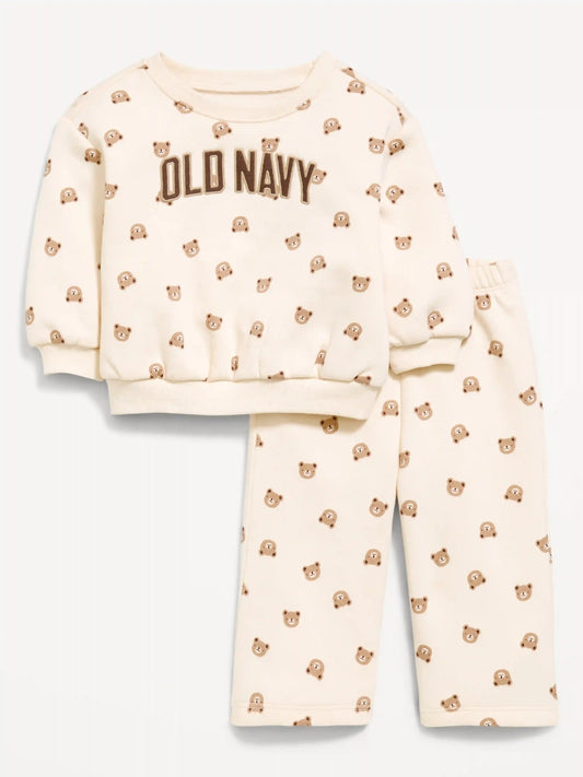 Printed Logo Graphic Sweatshirt and Sweatpants Set for Baby