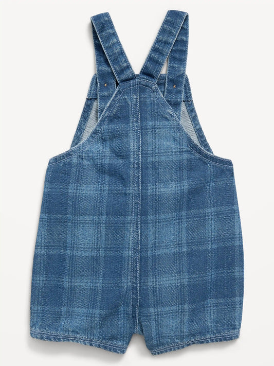 Plaid Chambray Shortalls for Baby