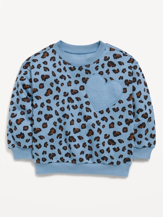 Printed Oversized Long-Sleeve Sweatshirt for Toddler Girls