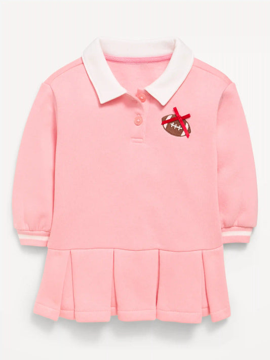 Long-Sleeve Collared Fleece Dress for Baby