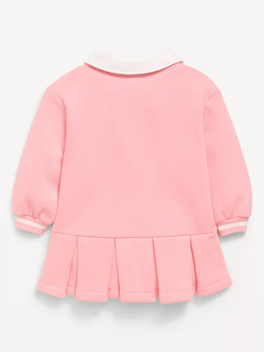 Long-Sleeve Collared Fleece Dress for Baby
