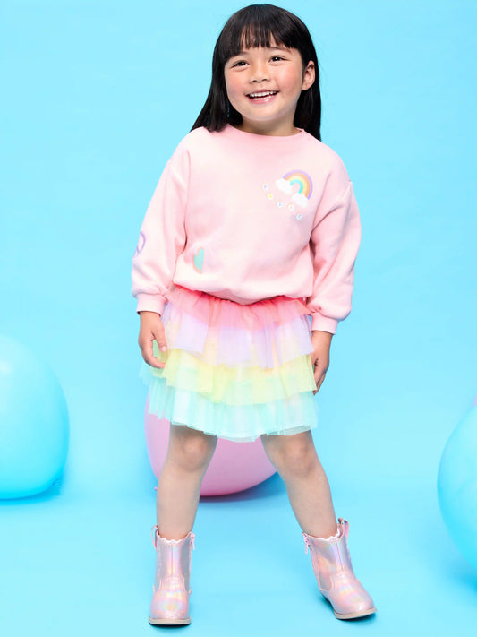 Embroidered Sweatshirt & Tutu Skirt Set for Toddler Girls