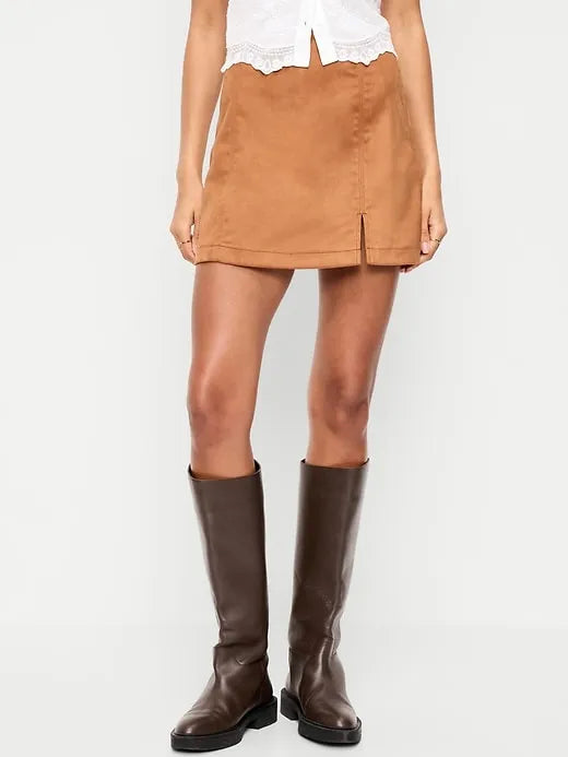 Faux-Suede Mini Skirt