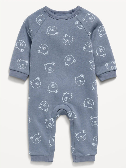 Printed Long-Sleeve Fleece One-Piece for Baby