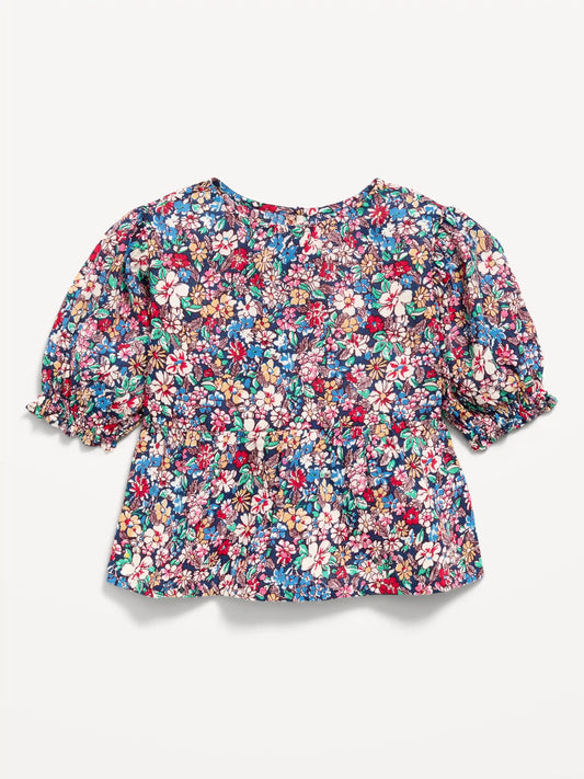 Short Puff-Sleeve Top for Toddler Girls