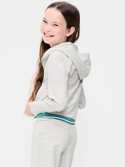 Fitted Cropped 2-Way-Zip Hoodie for Girls