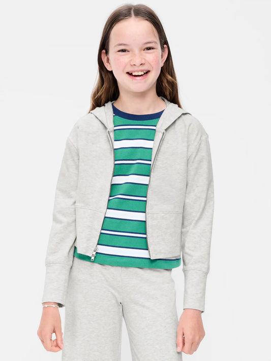 Fitted Cropped 2-Way-Zip Hoodie for Girls