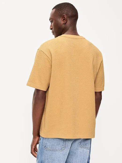 Loose Short-Sleeve Textured Waffle T-Shirt