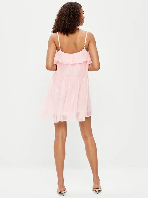 Ruffle-Front Flounce Mini Dress
