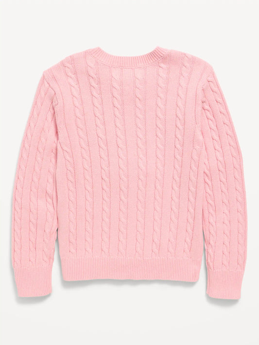 Cable-Knit Cardigan Sweater for Girls