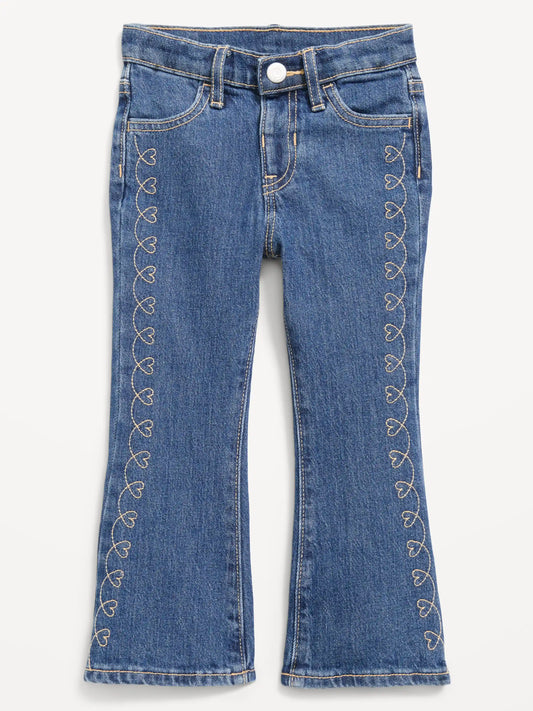 High-Waisted Embroidered Flare-Leg Jeans for Toddler Girls