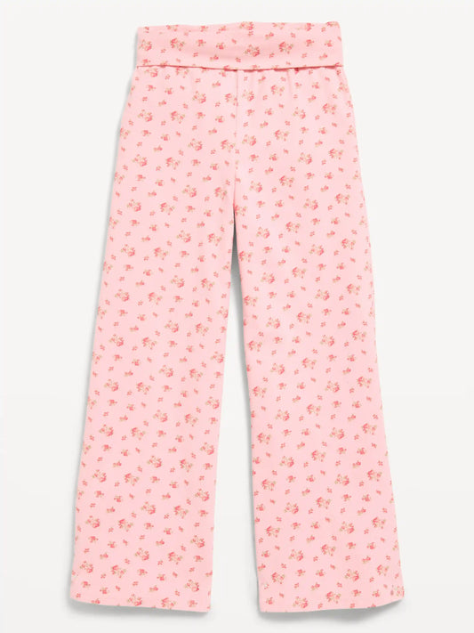 Foldover Jersey Knit Wide-Leg Pants for Girls