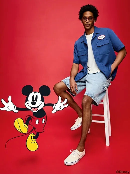Old Navy x Disney Mickey Mouse Short-Sleeve Twill Camp Shirt for Men