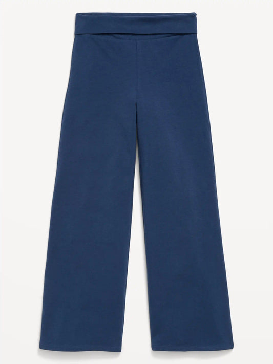 Foldover Jersey Knit Wide-Leg Pants for Girls