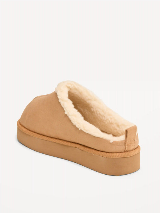 Faux-Suede Platform Mule Slippers for Girls
