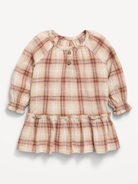 Printed Long-Sleeve Corduroy Dress for Baby