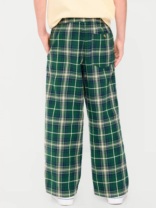 Pull-On Baggy Plaid Flannel Pants for Boys