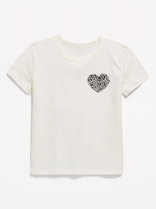 Softest Short-Sleeve Heart-Pocket T-Shirt for Girls