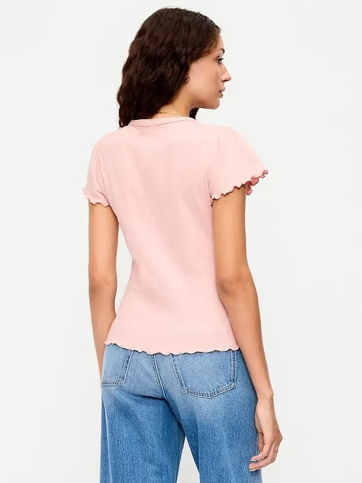 Lettuce-Edge Pointelle Top