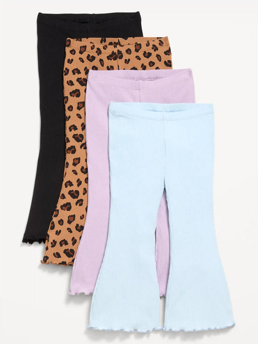 Ribbed Flared Leggings 4-Pack for Toddler Girls